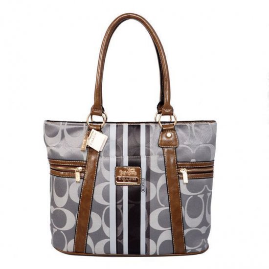 Coach Zip In Signature Medium Grey Totes BFI | Women - Click Image to Close